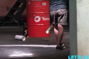 Open minded and risky dude lets a stranger rub his schlong