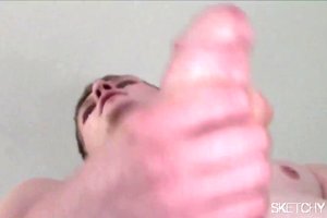 Ready to cum blonde twink is creaming his lover's face hard