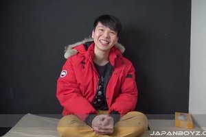 This asian guy is so perverted she gets a boner just by looking at his cock