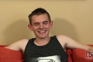 Young athletic guy is ready to masturbate during one very hot interview