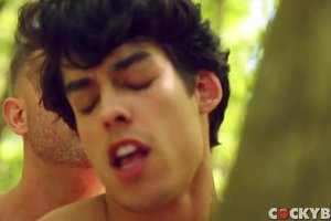 Gorgeous twinks are getting naked and screwing each other in the woods