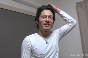 Cheerful handsome guy is busy wanking his naughty loadedpenis