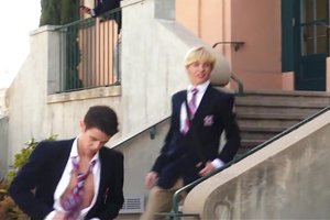 Young and foolish schoolboys are fucking on a classroom desk