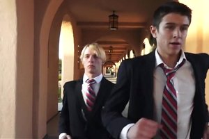 Young and foolish schoolboys are fucking on a classroom desk