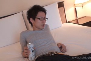Skinny asian nerd in glasses will gonna get laid tonight big time