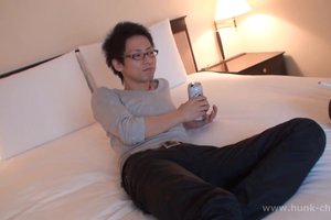 Skinny asian nerd in glasses will gonna get laid tonight big time