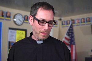 Look at those horny naughty teen boys in school with a priest for boys