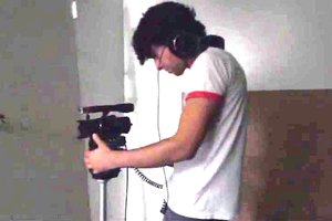 Three sexy guys are filming some naughty scenes as students