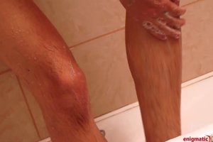 Young and incredibly naughty boy gets horny under the shower