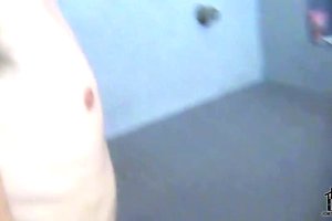 Take a close look at a skinny guys who is getting his junk polished