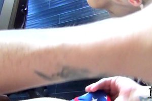 Watch three skinny teenaged guys kissing and blowing junks