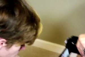 Skinny young blonde guy is here to get laid and film all that