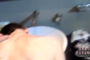 Passionate and horny deepthroat right under the hot shower