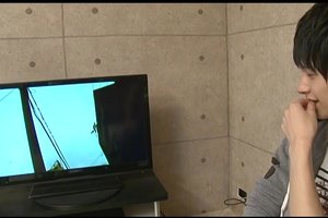 Curious asian guy is watching nasty bdsm porn with hot guys